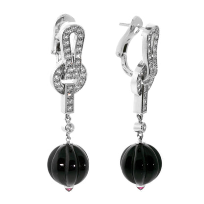 Carthttier Agrafe Diamond Onyx Earrings