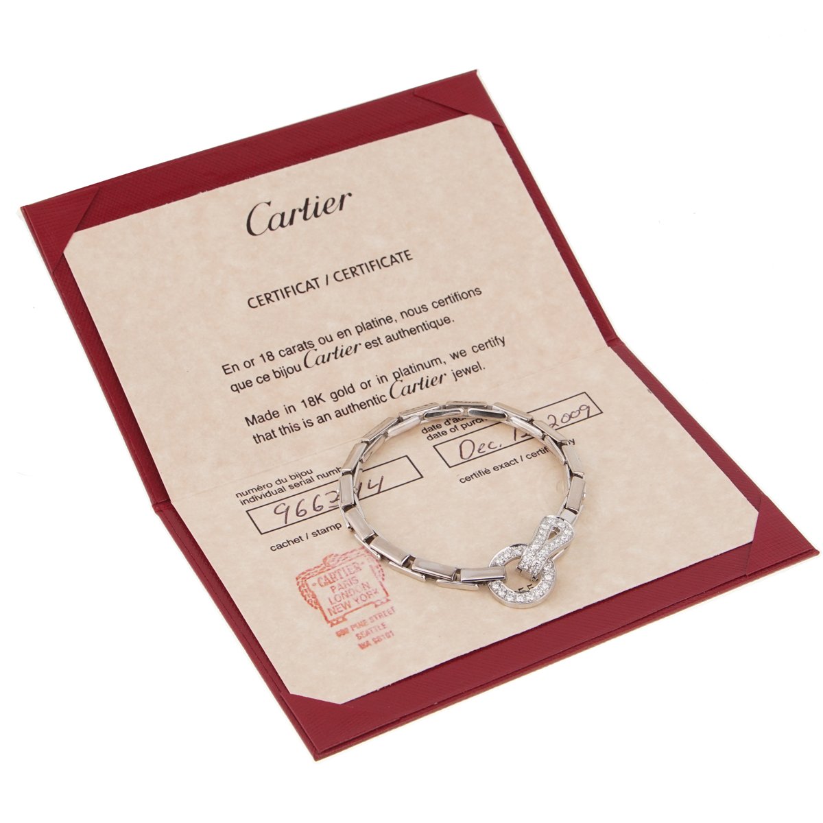 Carthttier Agrafe Diamond White Gold Bracelet