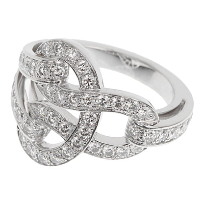 Carthttier Agrafe Diamond 18k White Gold Cocktail Ring Sz 5 1/2
