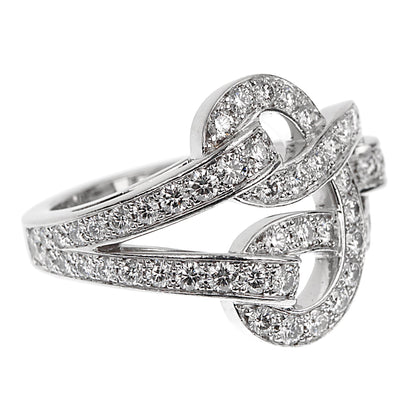 Carthttier Agrafe Diamond 18k White Gold Cocktail Ring Sz 5 1/2