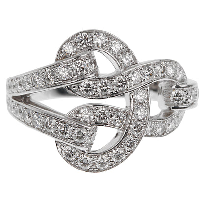 Carthttier Agrafe Diamond 18k White Gold Cocktail Ring Sz 5 1/2