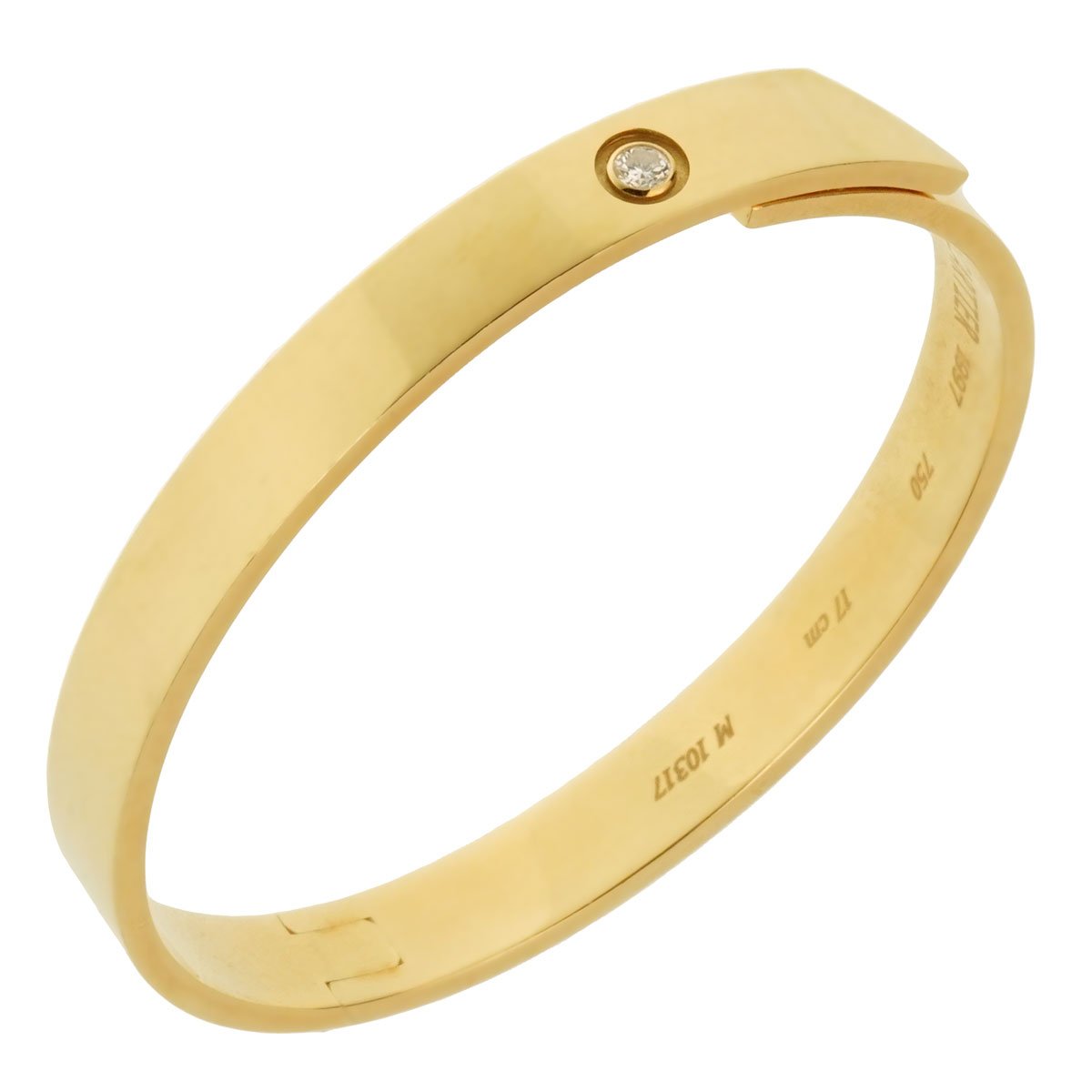 Carthttier Anniversary Diamond Yellow Gold Bangle Bracelet