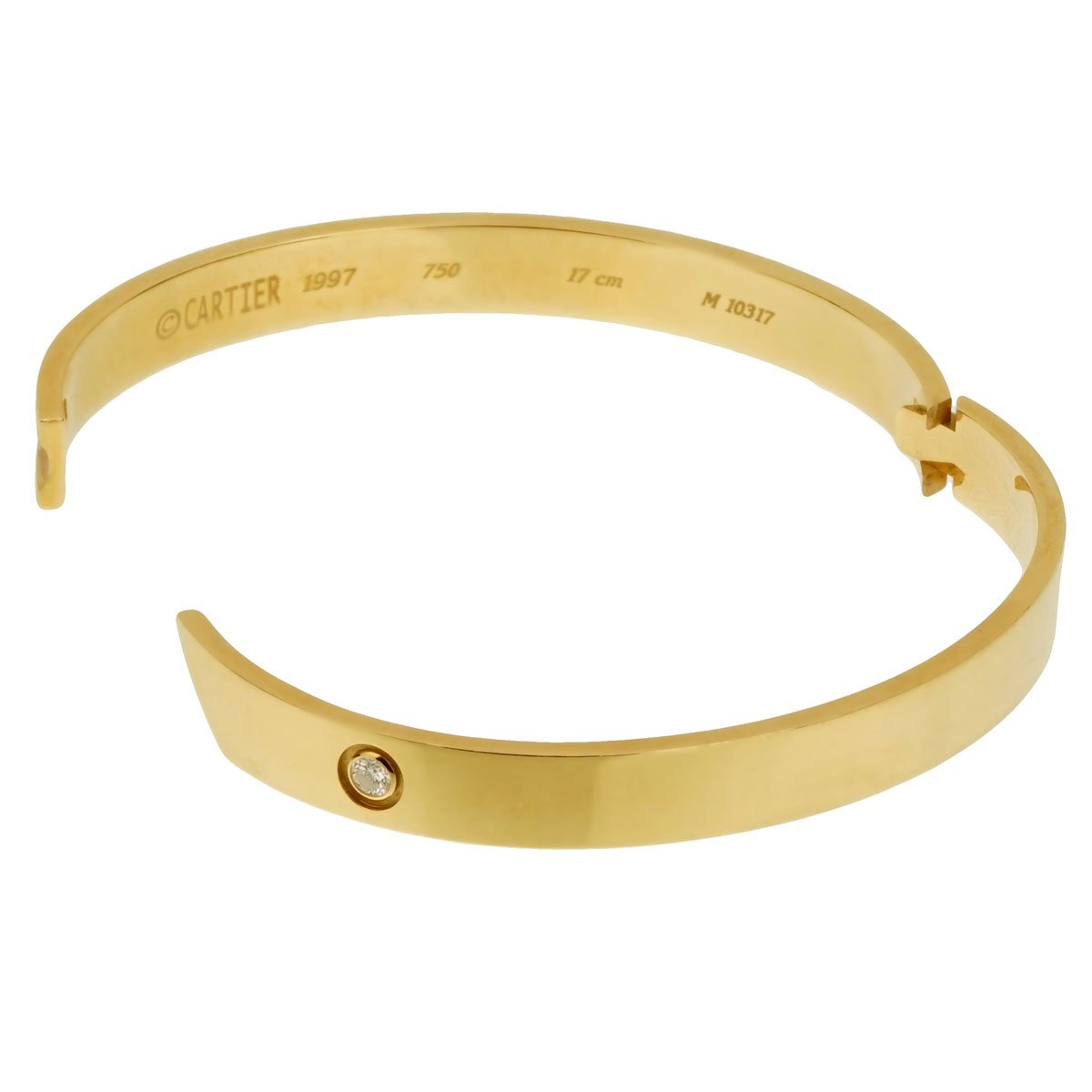 Carthttier Anniversary Diamond Yellow Gold Bangle Bracelet