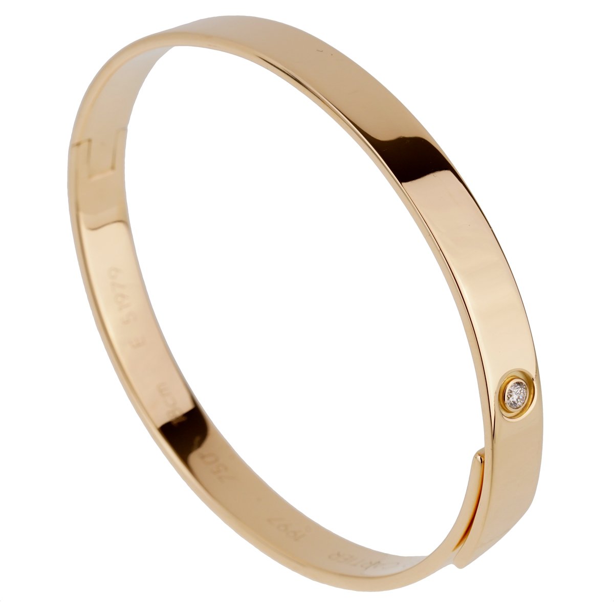 Carthttier Anniversary Yellow Gold Diamond Bangle Bracelet