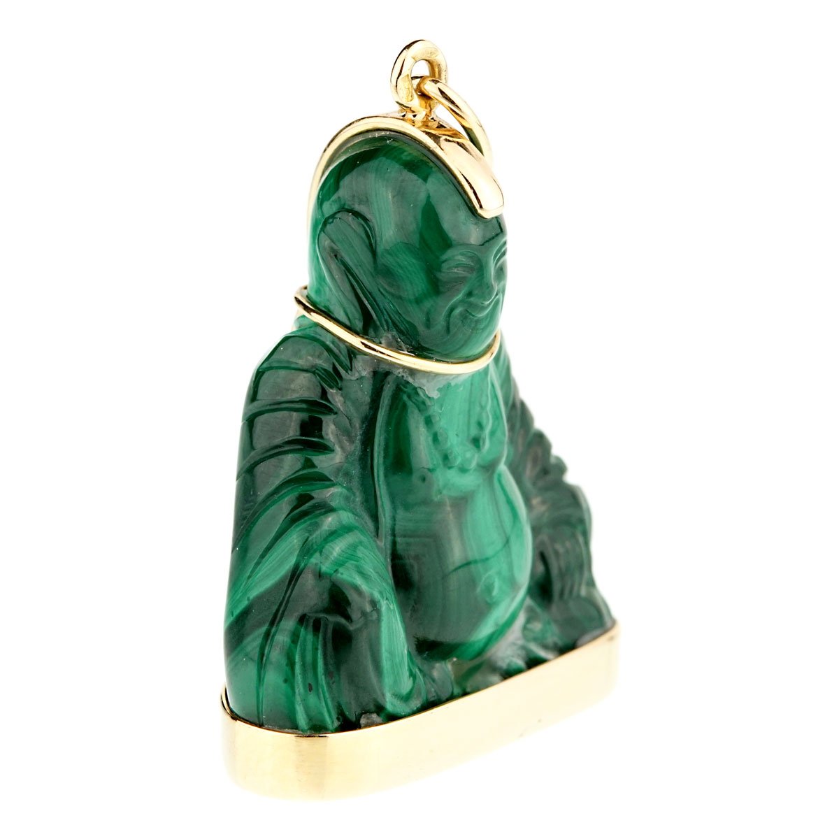 Carthttier Buddha Malachite Gold Pendant Necklace