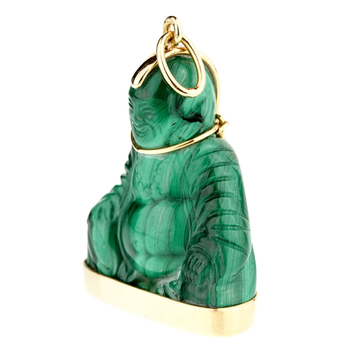 Carthttier Buddha Malachite Gold Pendant Necklace