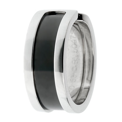 Carthttier C de Carthttier Black Enamel White Gold Ring