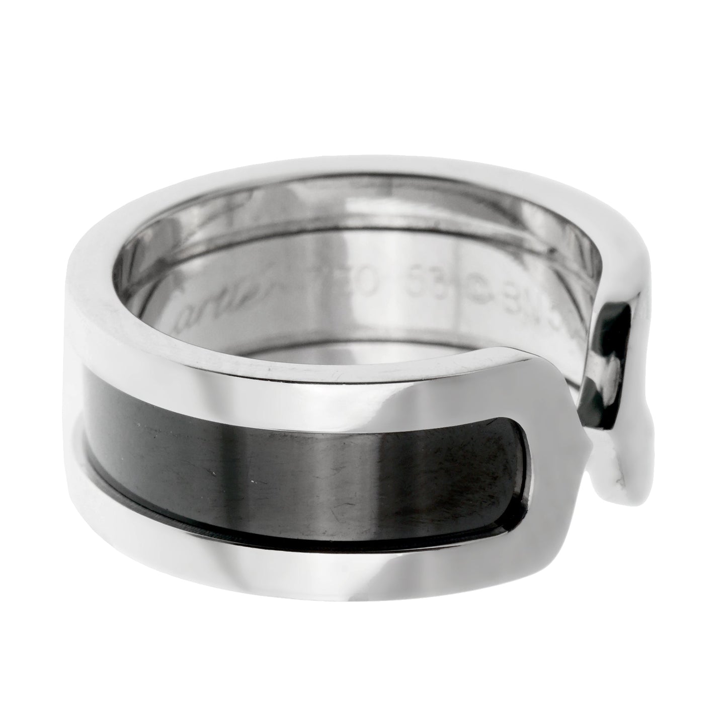 Carthttier C de Carthttier Black Enamel White Gold Ring