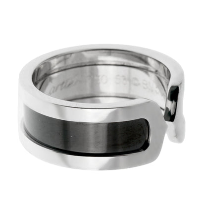 Carthttier C de Carthttier Black Enamel White Gold Ring