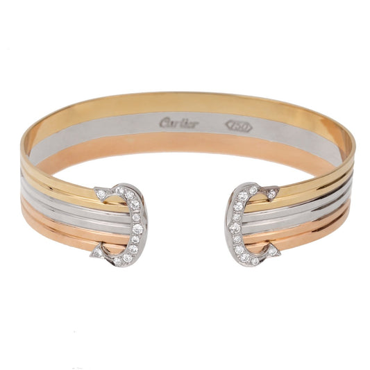 Carthttier C de Carthttier Diamond Cuff Gold Bracelet