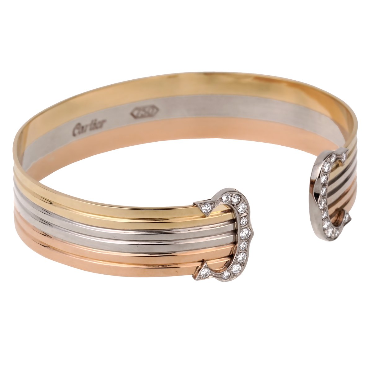 Carthttier C de Carthttier Diamond Cuff Gold Bracelet