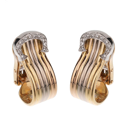 Carthttier C De Carthttier Diamond 18k Gold Vintage Clip On Earrings