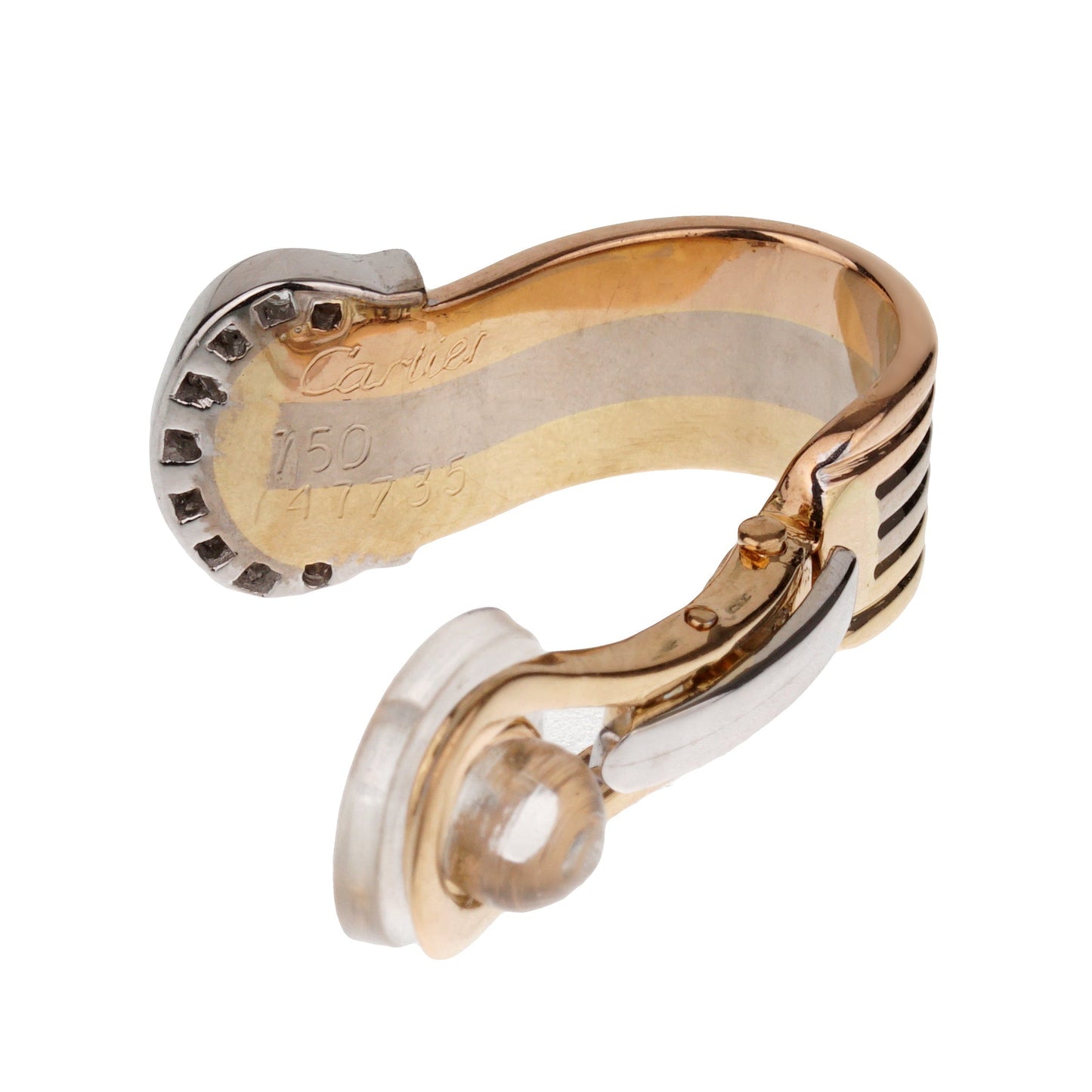 Carthttier C De Carthttier Diamond 18k Gold Vintage Clip On Earrings