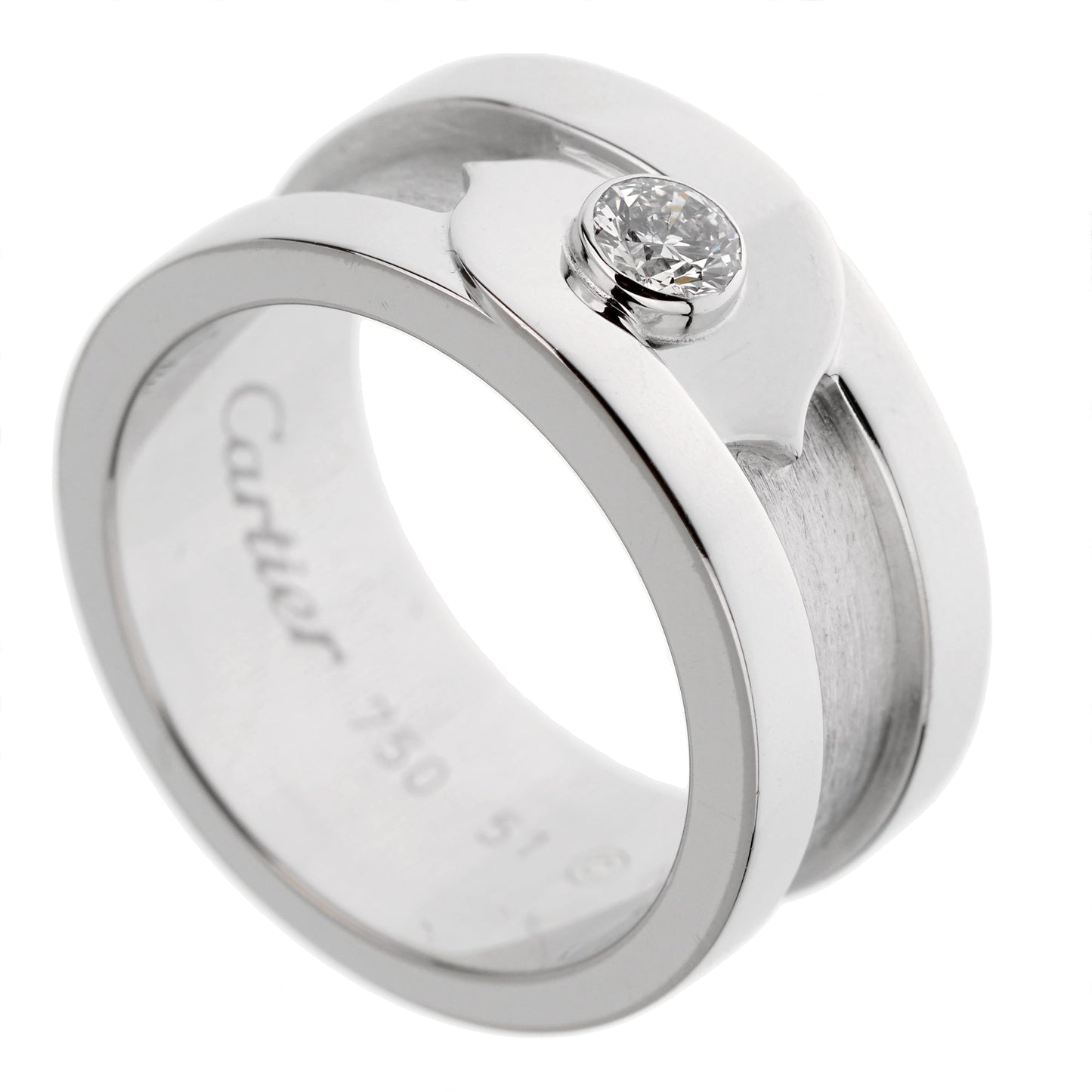 Carthttier C de Carthttier Vintage 18k White Gold Diamond Solitaire Ring