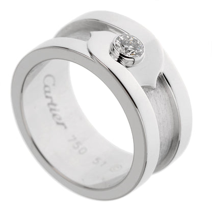 Carthttier C de Carthttier Vintage 18k White Gold Diamond Solitaire Ring