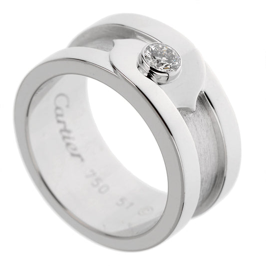 Carthttier C de Carthttier Vintage 18k White Gold Diamond Solitaire Ring