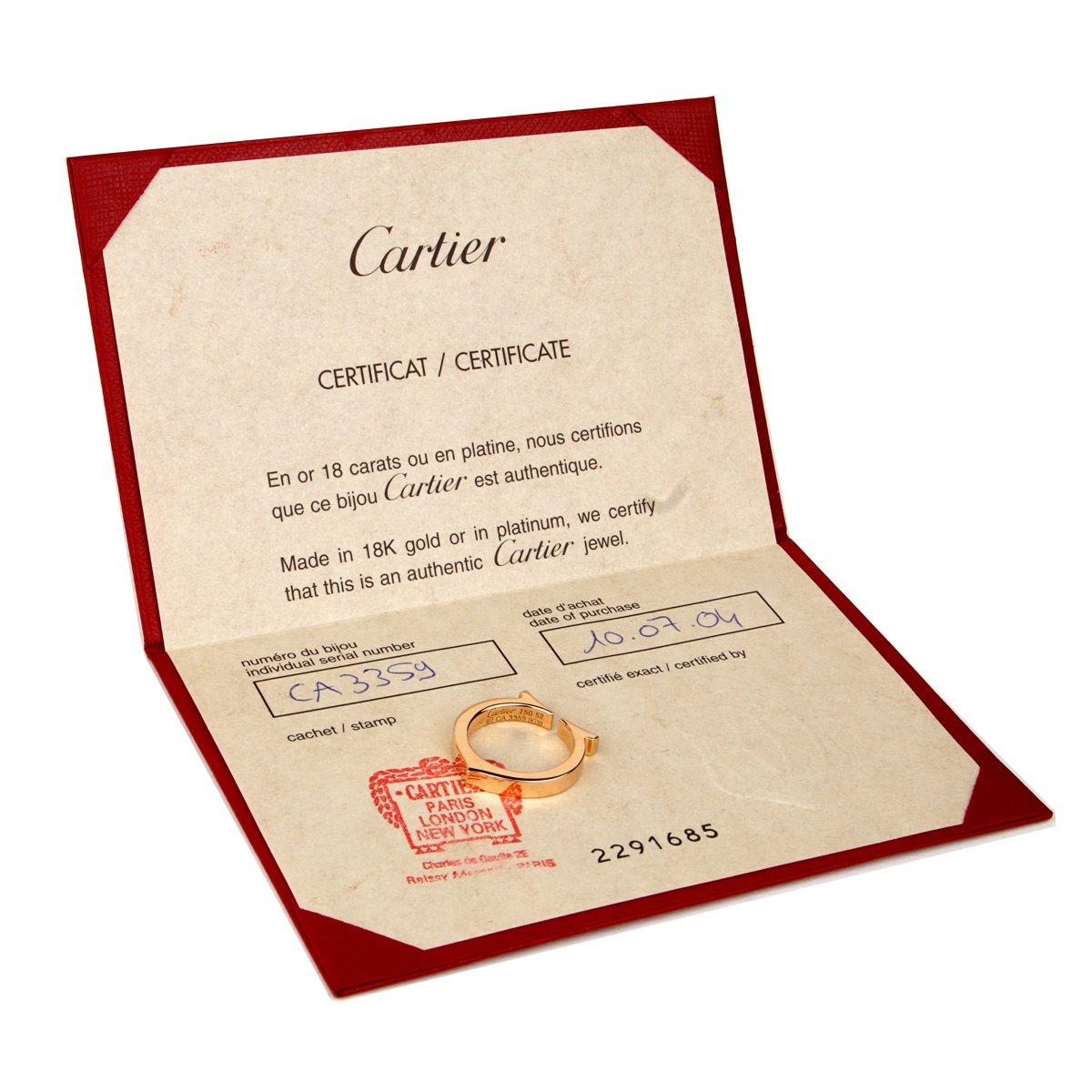 Carthttier C Rose Gold Band Ring