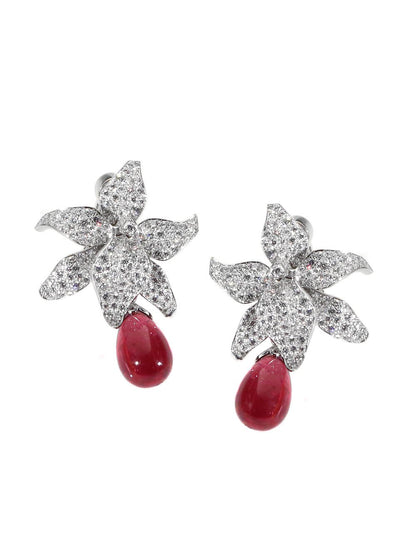 Carthttier Caresse Diamond Rubellite Platinum Earrings
