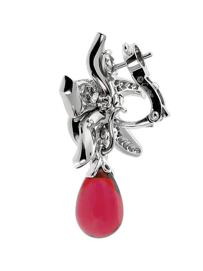Carthttier Caresse Diamond Rubellite Platinum Earrings