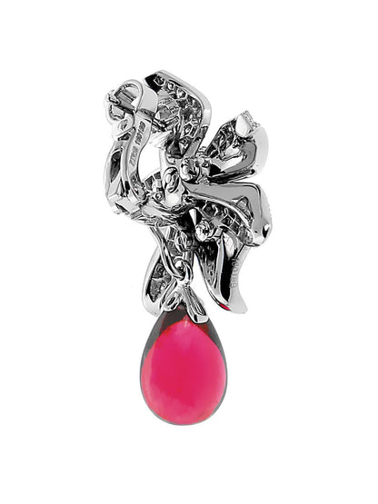 Carthttier Caresse Diamond Rubellite Platinum Earrings