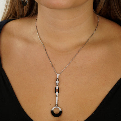 Carthttier Ceramic 18k White Gold Diamond Drop Necklace Suite