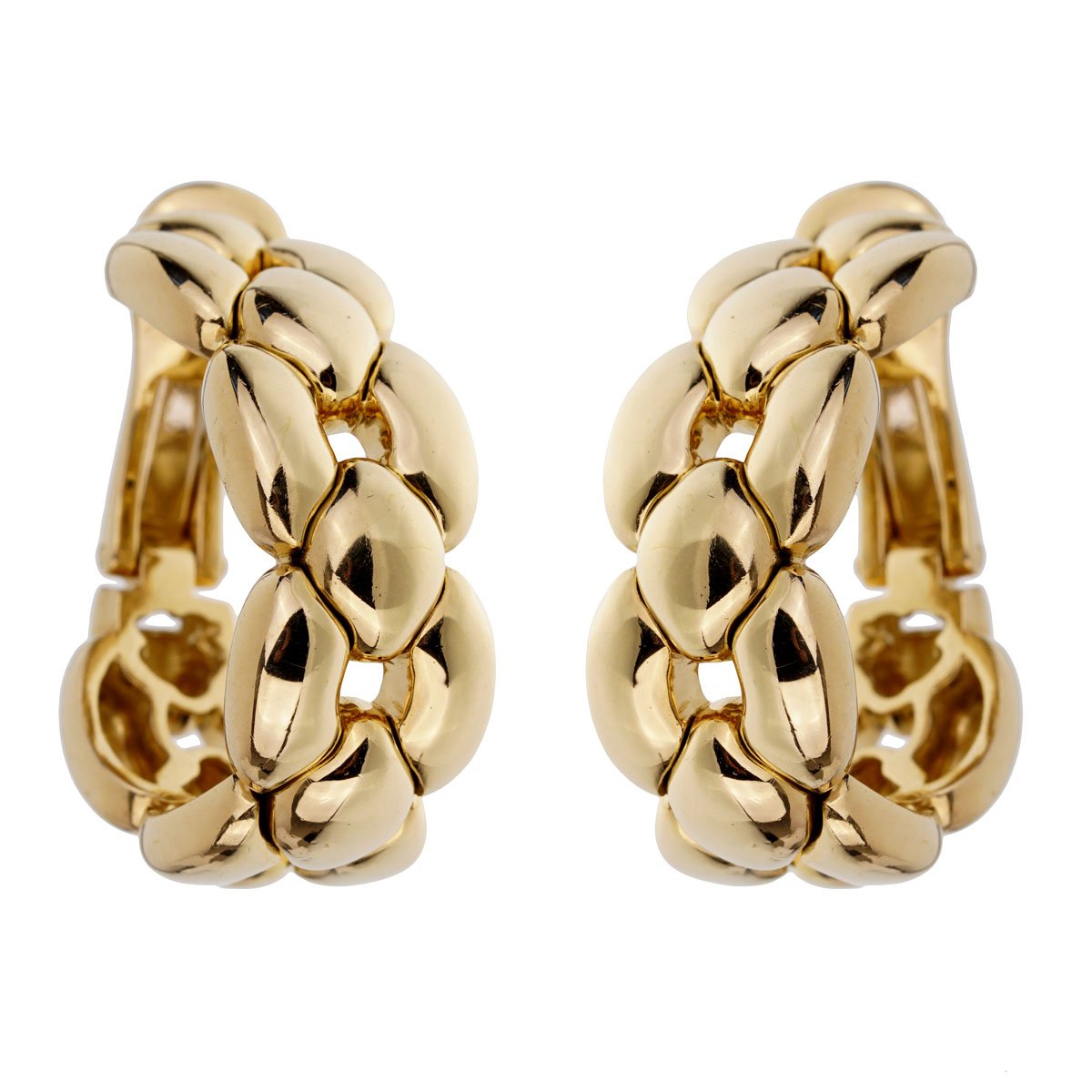 Carthttier Chain Link Yellow Gold Hoop Drop Earrings