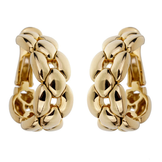 Carthttier Chain Link Yellow Gold Hoop Drop Earrings