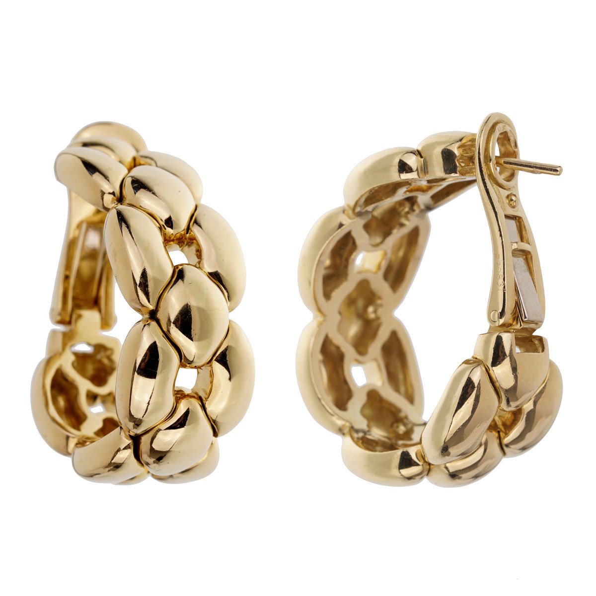 Carthttier Chain Link Yellow Gold Hoop Drop Earrings