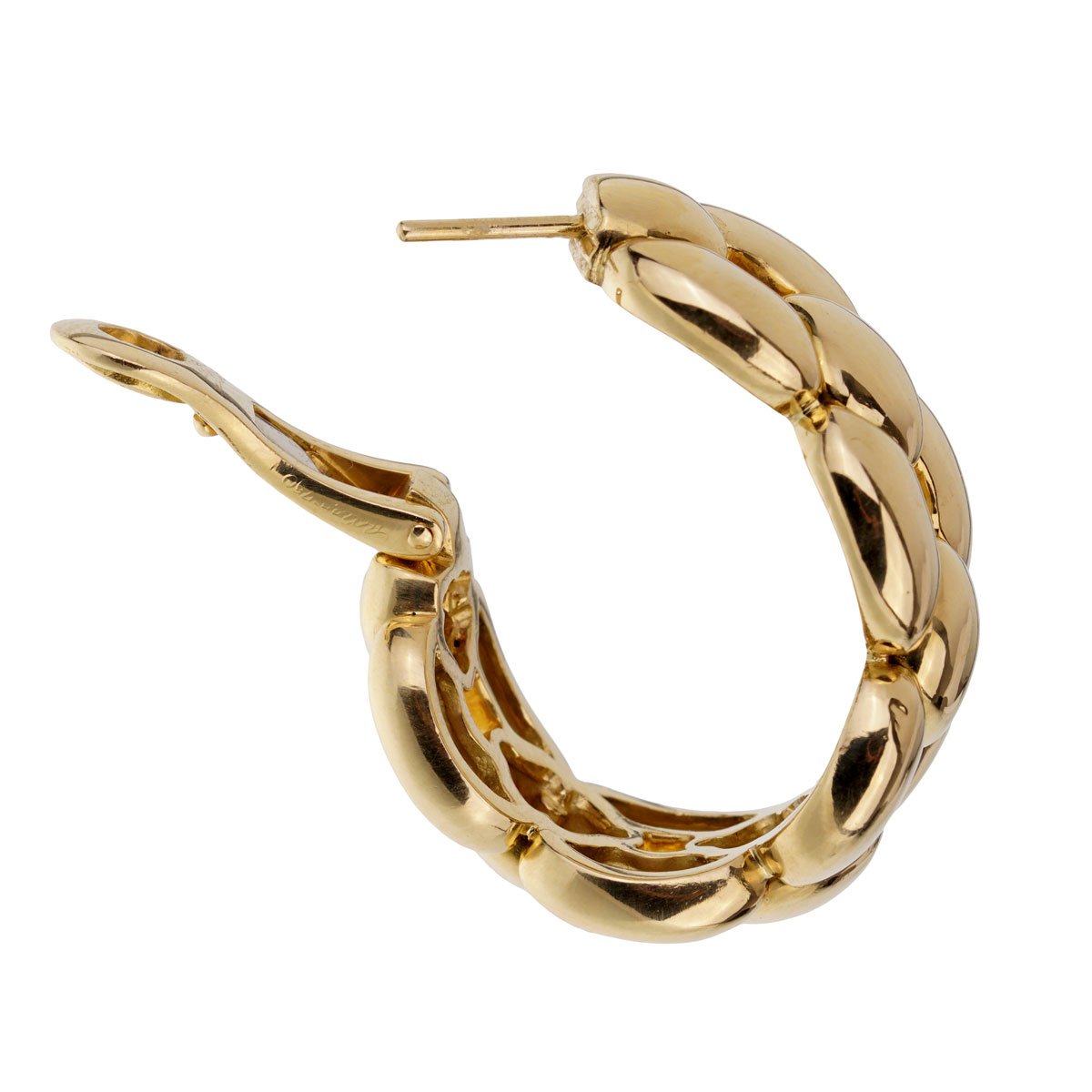Carthttier Chain Link Yellow Gold Hoop Drop Earrings