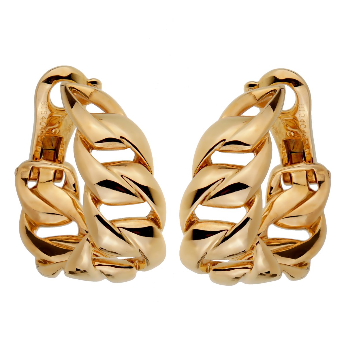 Carthttier Vintage Chain Link 18k Yellow Gold Hoop Earrings