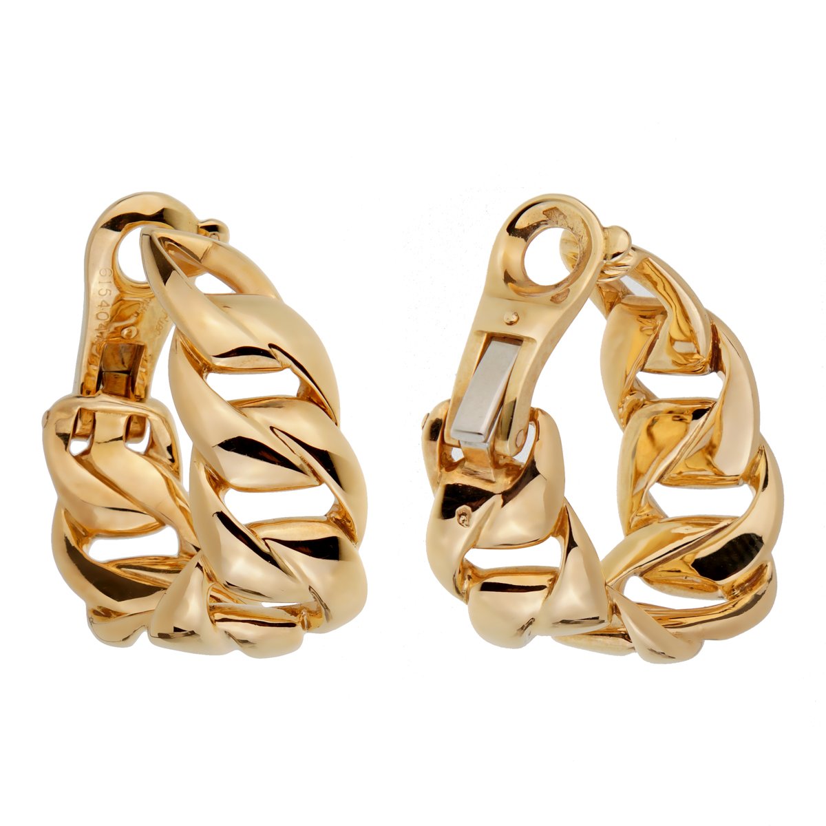 Carthttier Vintage Chain Link 18k Yellow Gold Hoop Earrings