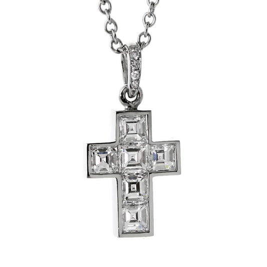 Carthttier Diamond Cross Platinum Necklace