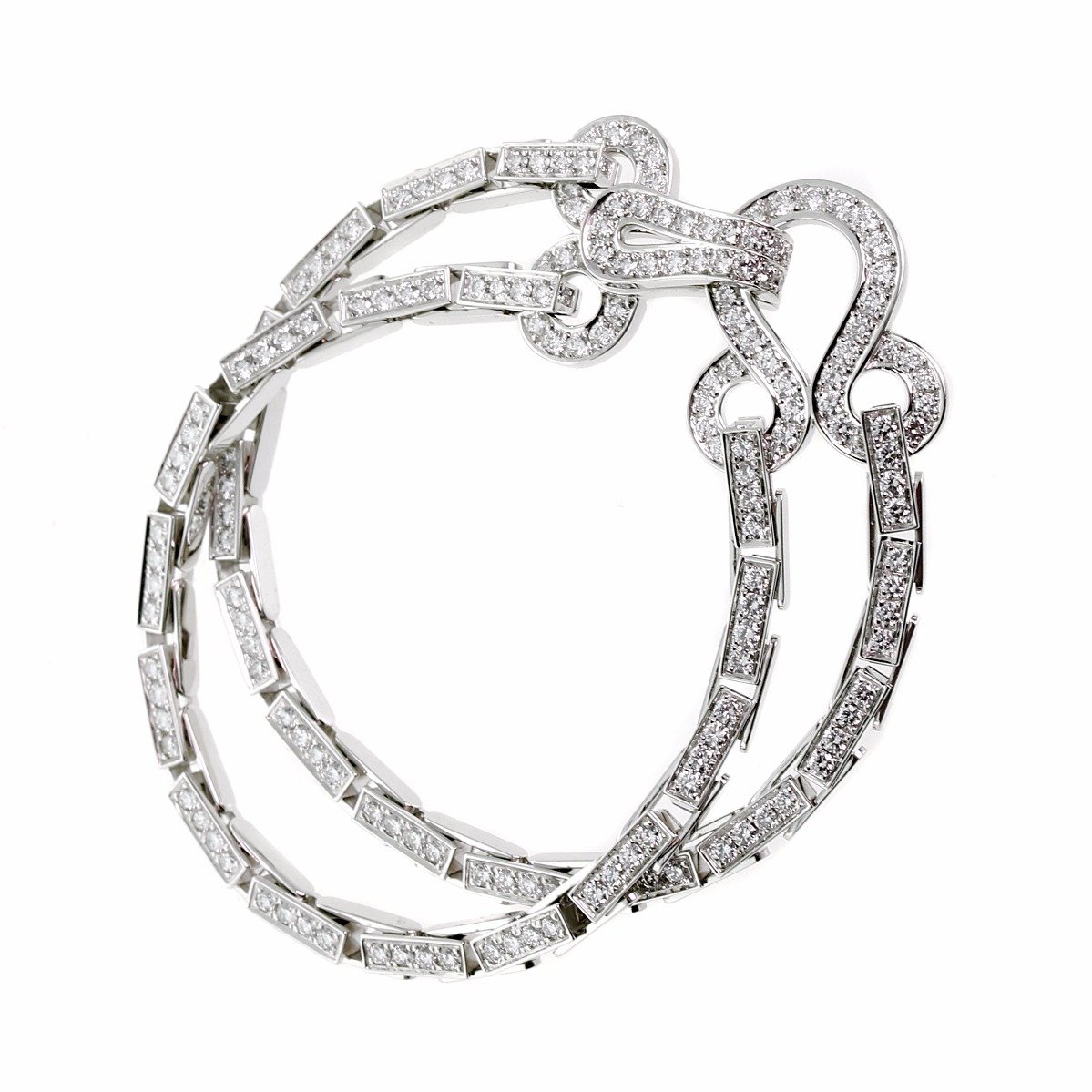 Carthttier Diamond Double Row Agrafe Gold Bracelet