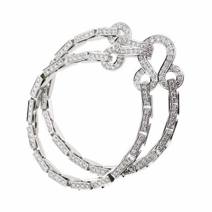 Carthttier Diamond Double Row Agrafe Gold Bracelet