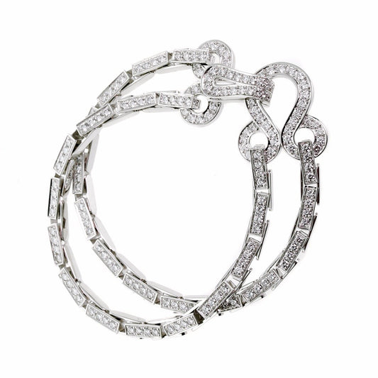 Carthttier Diamond Double Row Agrafe Gold Bracelet