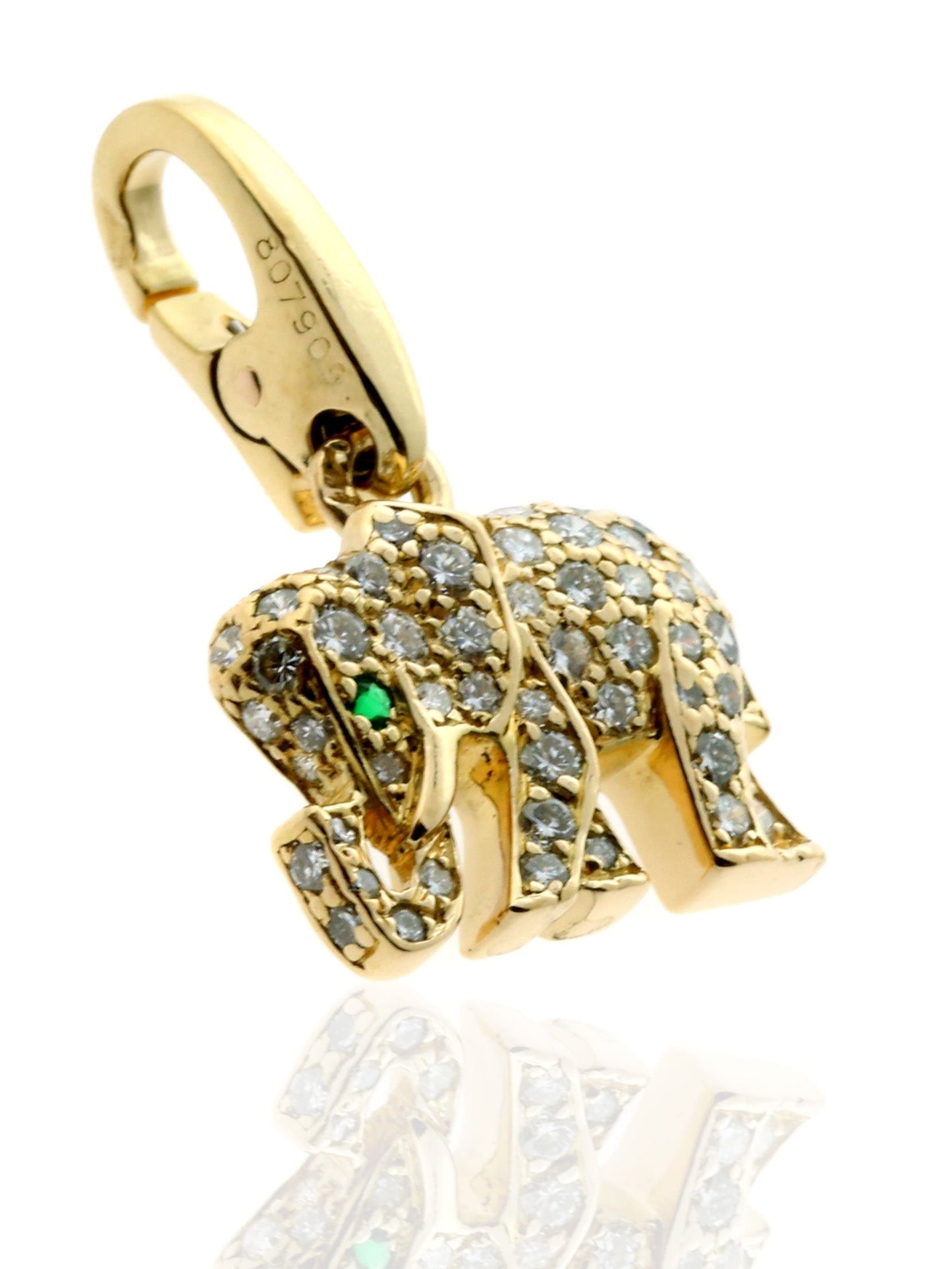 Carthttier Diamond Elephant Charm in 18k Yellow Gold