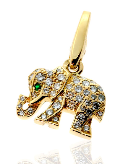Carthttier Diamond Elephant Charm in 18k Yellow Gold