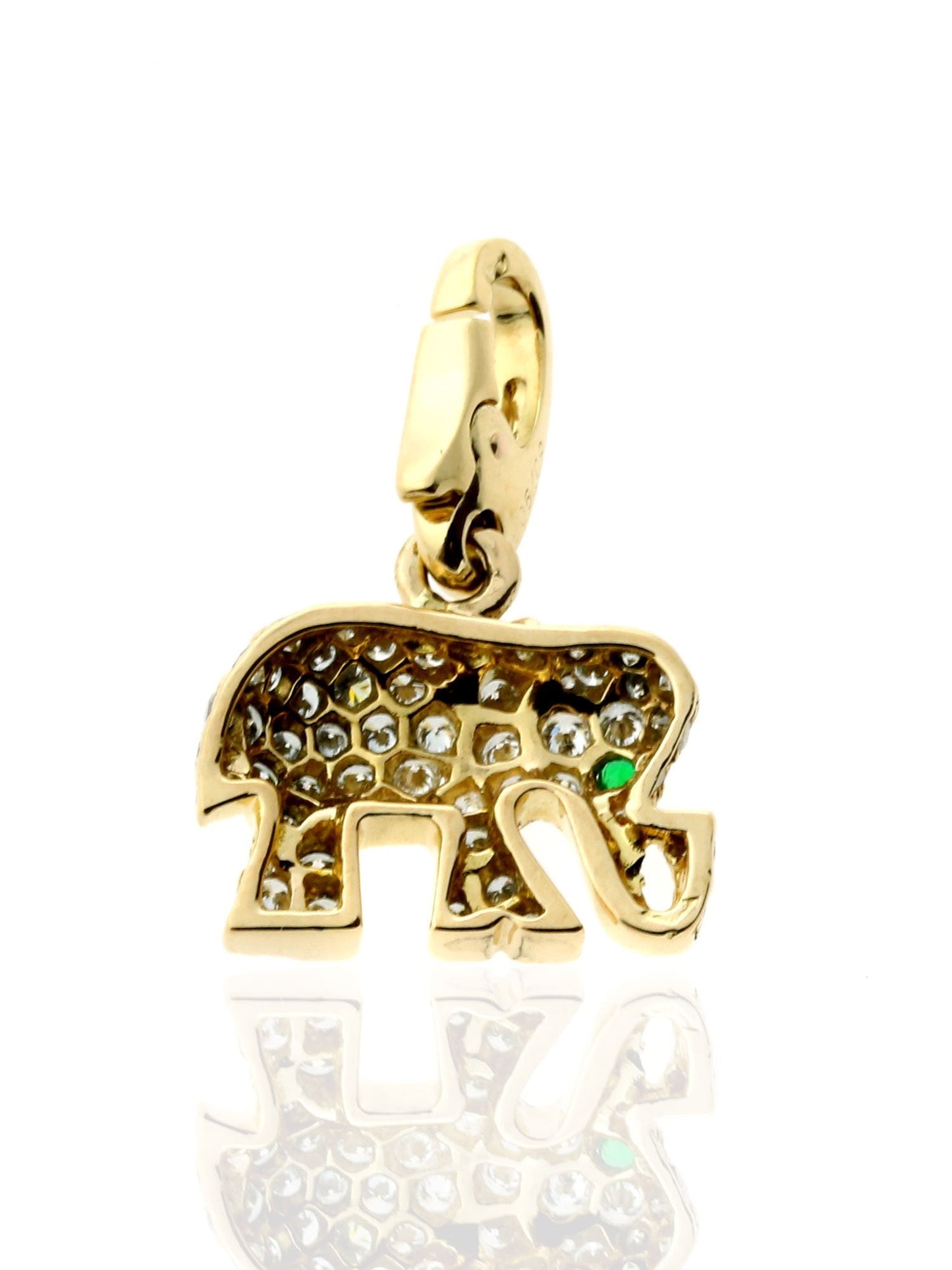 Carthttier Diamond Elephant Charm in 18k Yellow Gold
