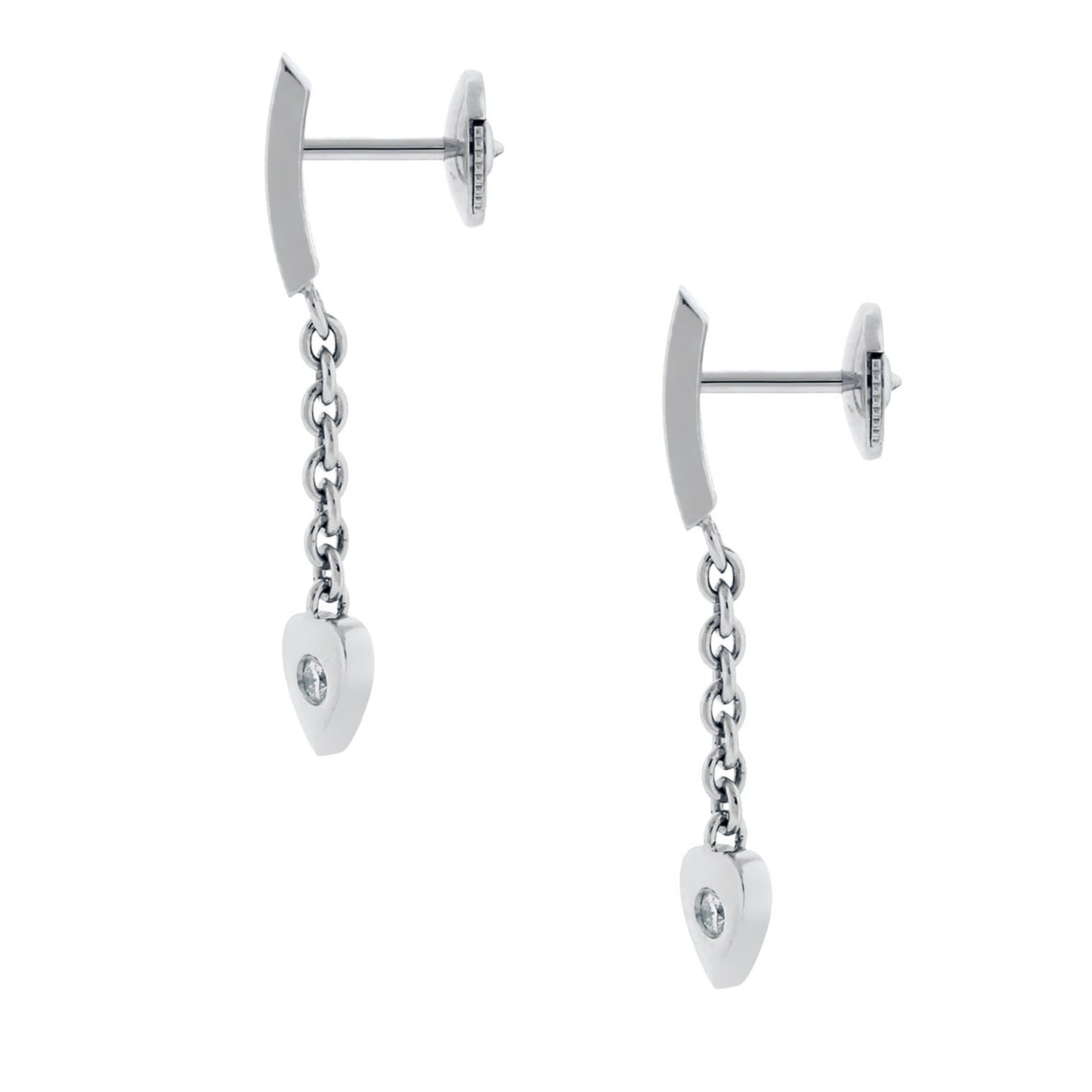 Carthttier Diamond Heart Drop White Gold Earrings