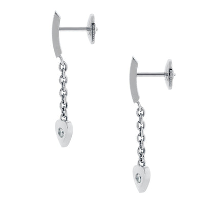 Carthttier Diamond Heart Drop White Gold Earrings
