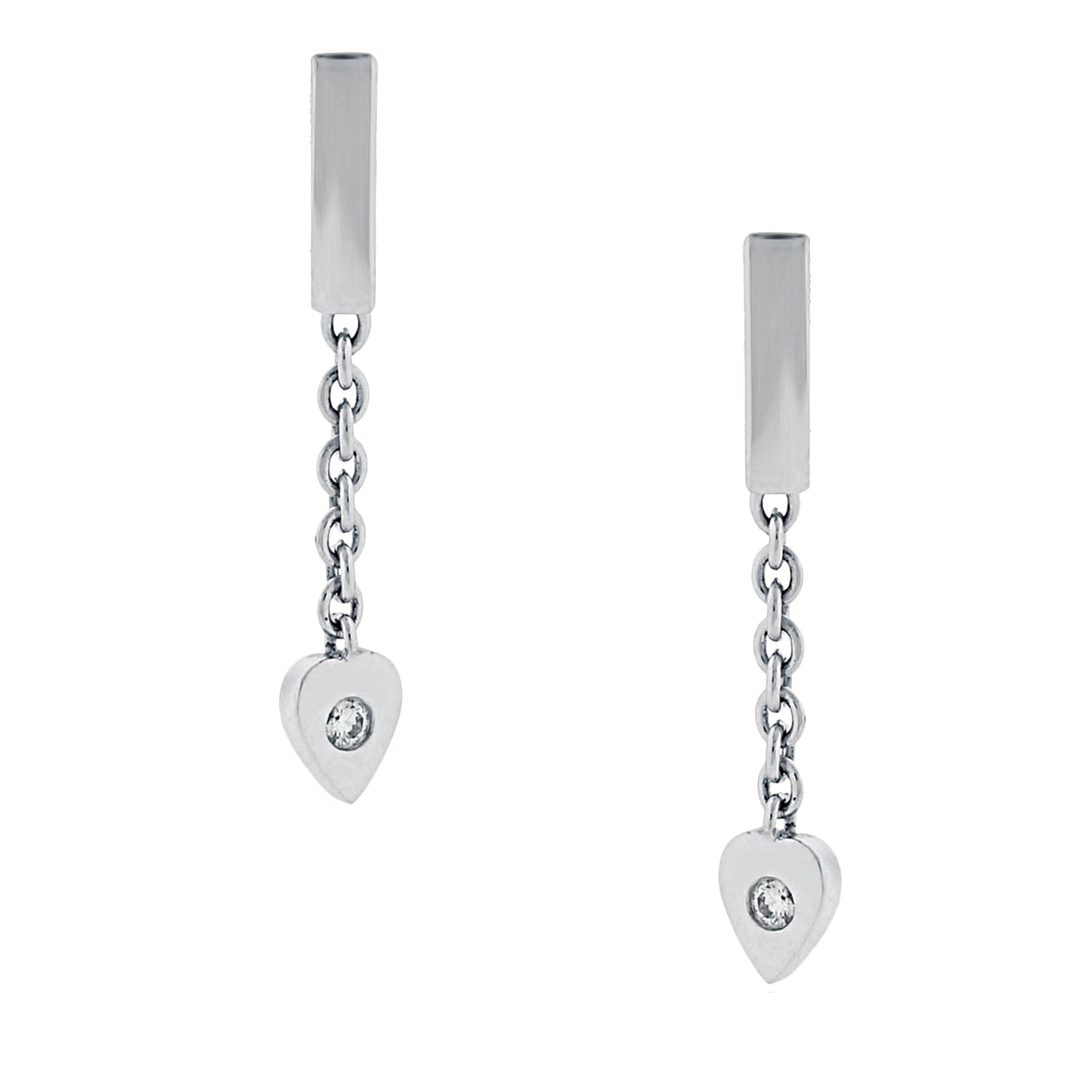 Carthttier Diamond Heart Drop White Gold Earrings