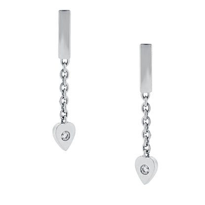 Carthttier Diamond Heart Drop White Gold Earrings