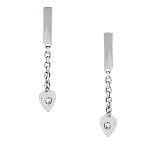 Carthttier Diamond Heart Drop White Gold Earrings