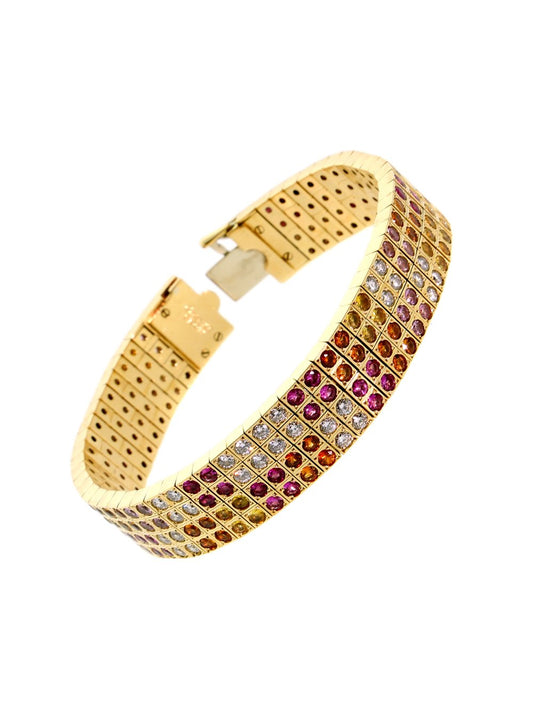 Carthttier Diamond & Multicolor Sapphire Gold Bracelet