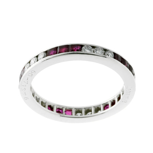 Carthttier Diamond Ruby Eternity Platinum Ring