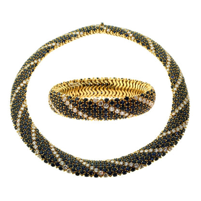 Carthttier Diamond Sapphire Yellow Gold Suite