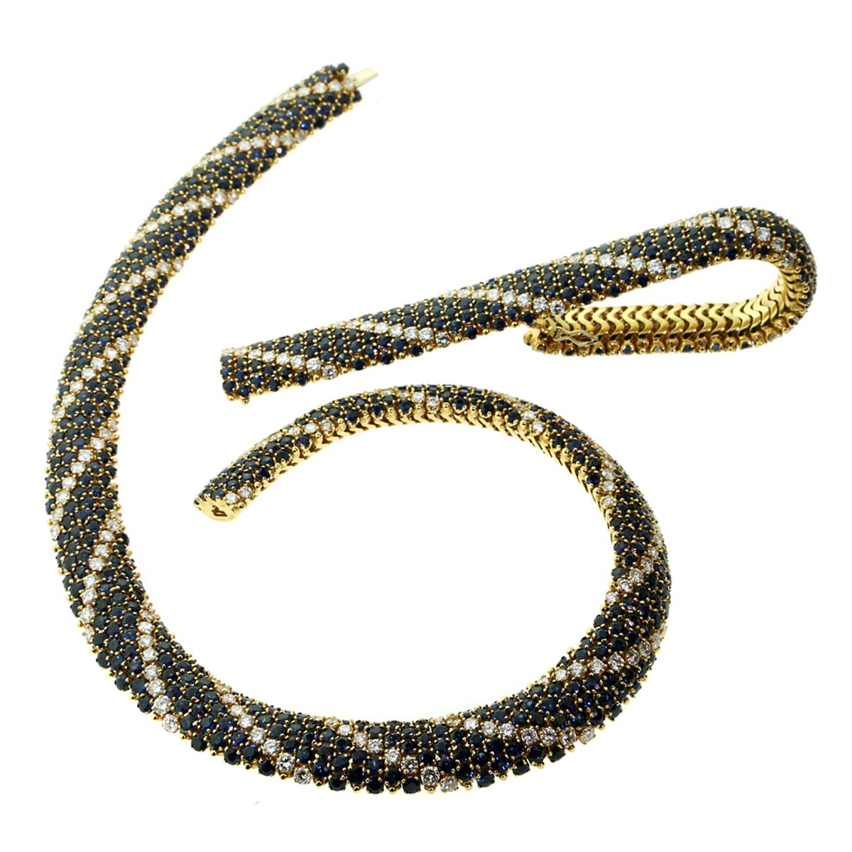 Carthttier Diamond Sapphire Yellow Gold Suite