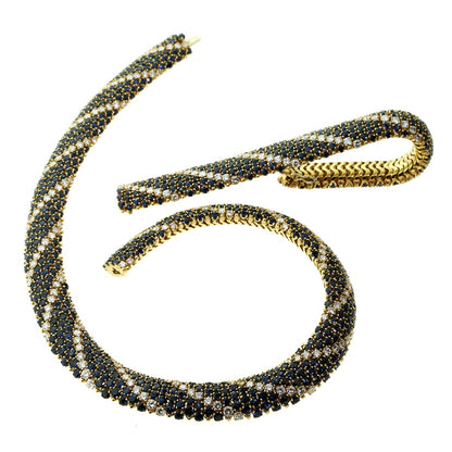 Carthttier Diamond Sapphire Yellow Gold Suite