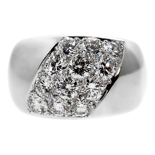 Carthttier Diamond 18k White Gold Bombe Cocktail Band Ring