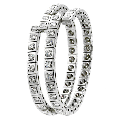 Carthttier Tectonique Diamond 18k White Gold Double Wrap Bangle Bracelet